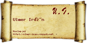 Ulmer Irén névjegykártya